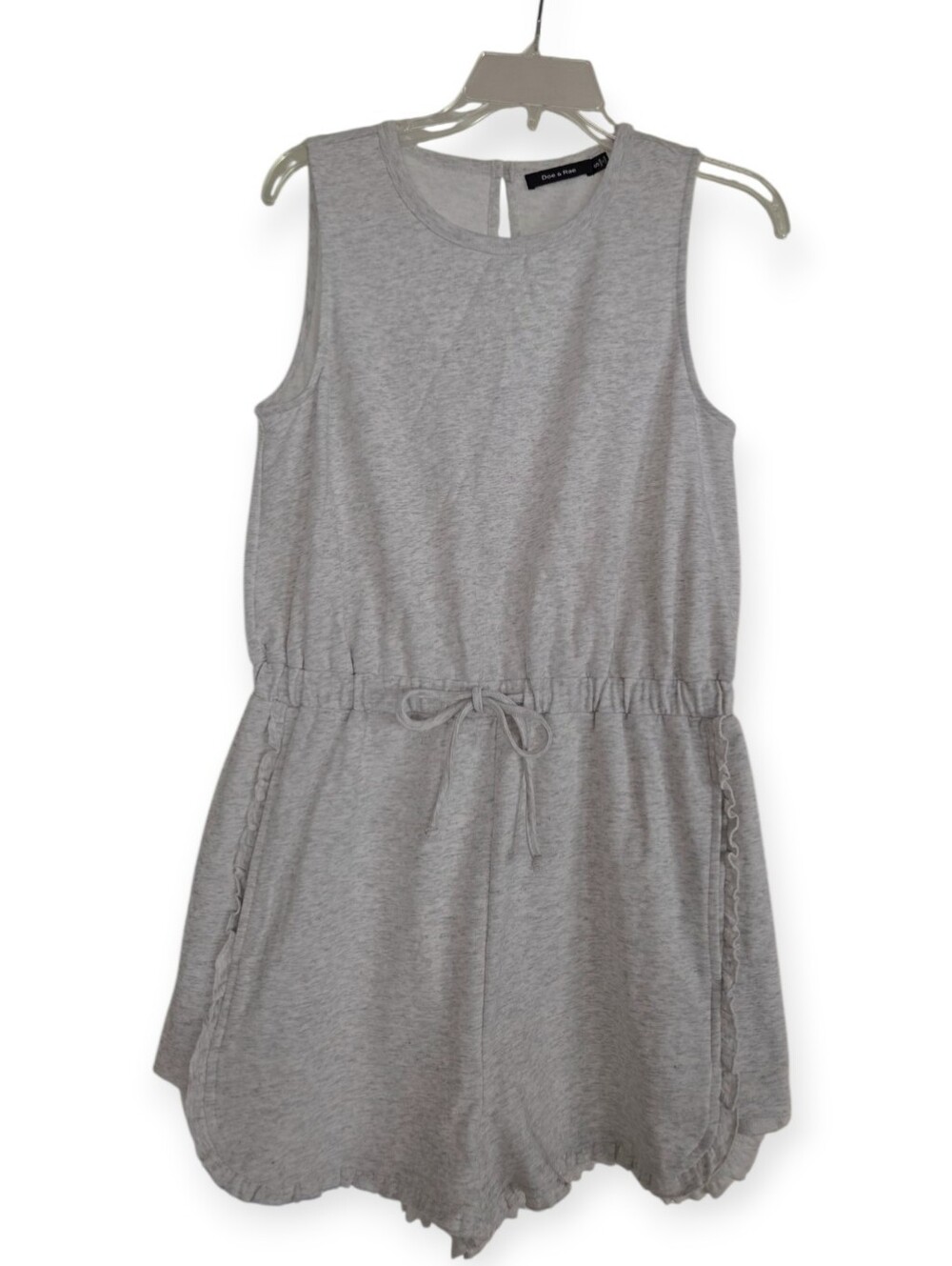 Doe & Rae Light Gray Sleeveless Drawstring Romper